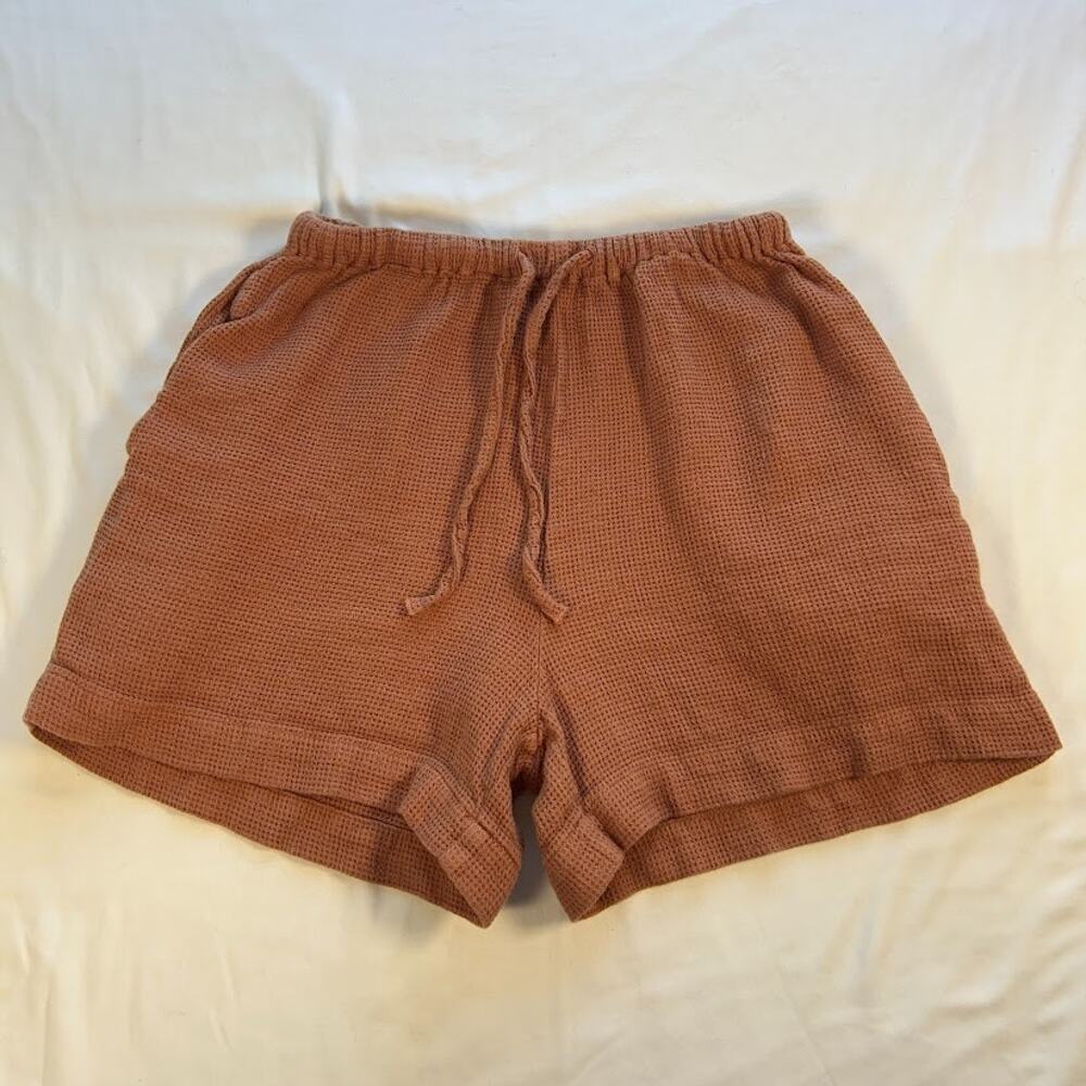 MagicLinen Chinon Waffle Burnt Sienna Linen Tencel Blend Pull On Lounge S Shorts